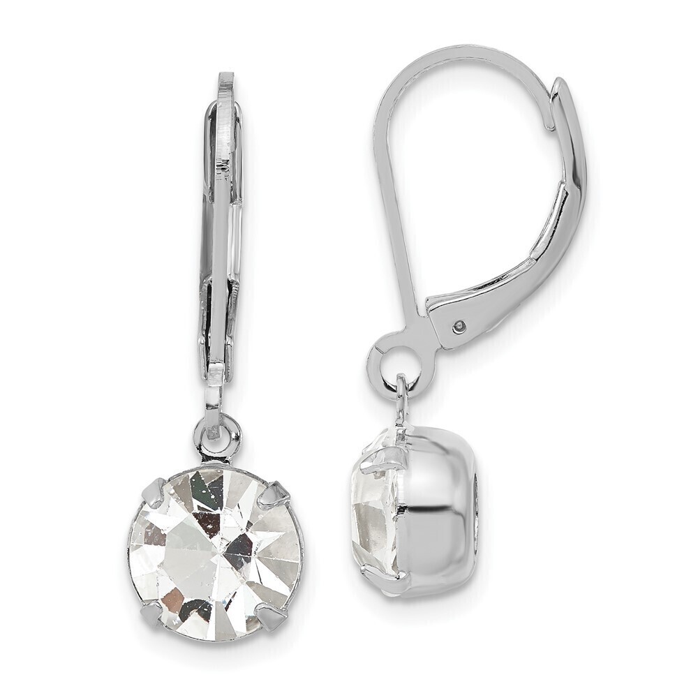 1928 Clear Round Cut Crystals from Swarovski Dangle Leverback Earrings